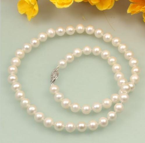 8-9mm White Black Pink Natural Pearl Necklace 18inch 925 Silver Clasp