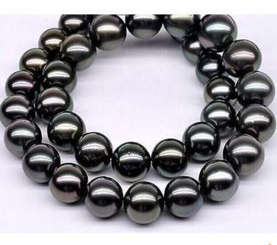 Noble 10-11mm Natural Tahitian Black Pearl Necklace 20inch 14k Gold Clasp