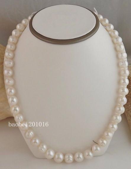 10-11mm South Sea White Baroque Pearl Necklace 20inch 925 Silver Clasp