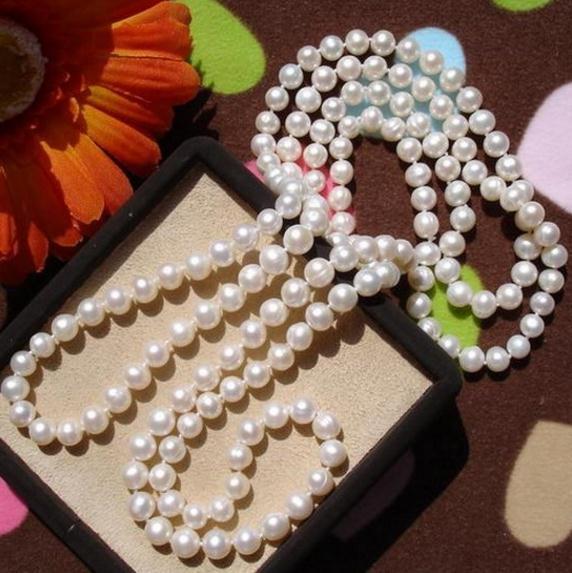 48inch Single Strand Long 8-9mm White South Sea Natural Pearl Necklace