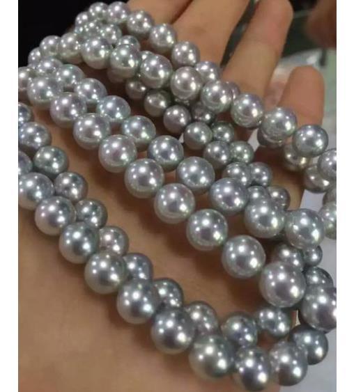 HUGE 10-11MM 35 INCH ROUND SOUTH SEA GRAY PEARL NECKLACE 14K GOLD