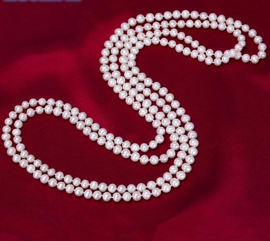 7-8mm White Natural Pearl Necklaces Fashion Jewelry for Women 60inch