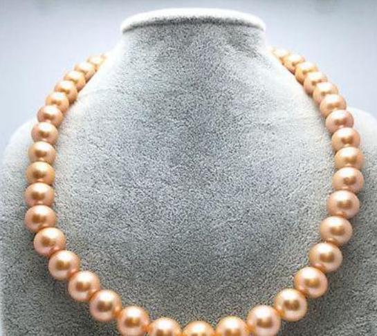 Gorgeous 10-11mm Genuine South Seas Pink Pearl Necklace 18inch 14k Gold Clasp