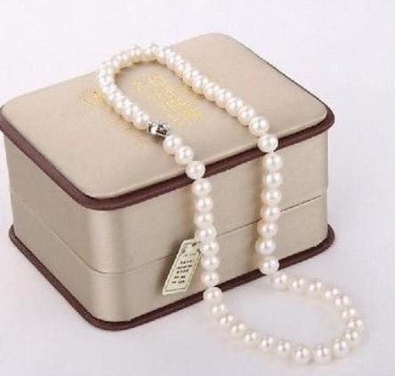 8-9mm Natural White Pearl Necklace 18inch Beaded Necklaces 925 Silver Clasp