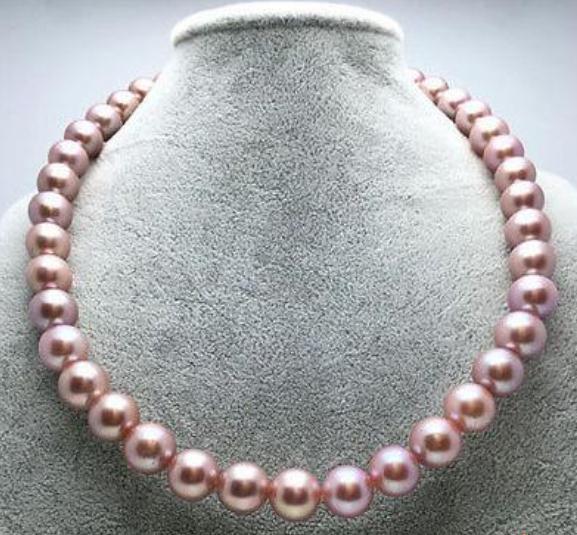 Gorgeous 9-10mm Genuine South Seas Pink Pearl Necklace 18inch 14k Gold Clasp