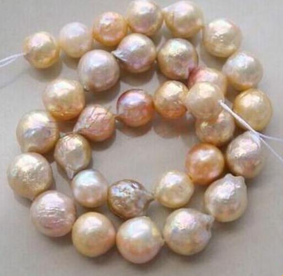 Charming 12-13mm Natural South Seas Pink Purple Pearl Necklace 18inch 14K Gold Clasp