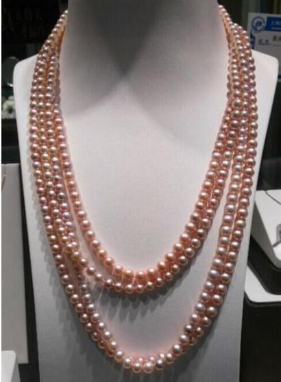 Charming Natural South Sea Pink Pearl Necklace 100inch 14K Gold Clasp