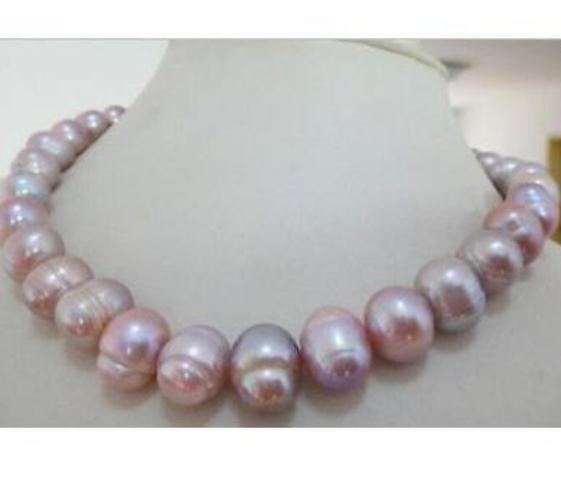 Noble 10-11mm South Sea Baroque Lavender Pearl Necklace 18inch 925 Silver Clasp