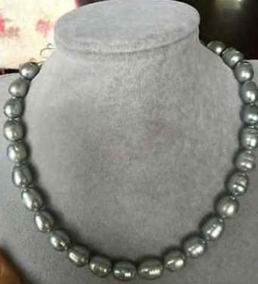 Natural 11-12m South Seas Baroque Gray Pearl Necklace 18inch 14k Gold Clasp