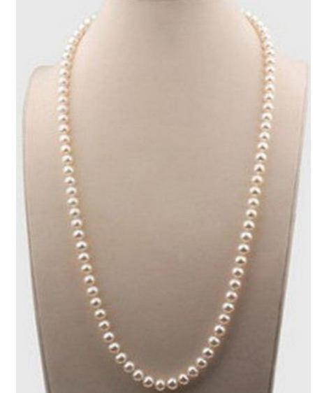 Gorgeous 22 Inch 7-8mm Natural South Seas White Pearl Necklace 14k Gold Clasp