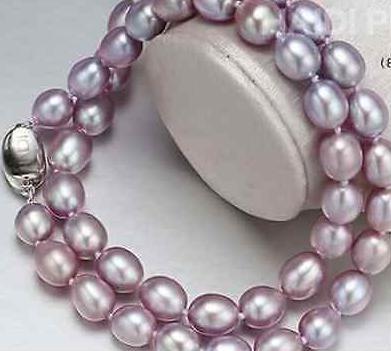 8-9mm Nautral South Seas Lavender Pearl Necklace 18inch S925 Silver Clasp