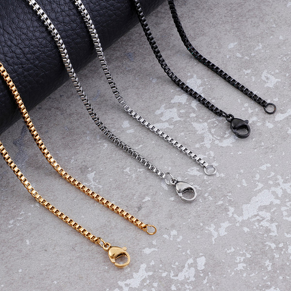 450*2mm Stainless Steel Box Chain Necklace Gold/Silver/Black Chokers Necklaces Wholesale 18 inch Fashion Jewelry 2018