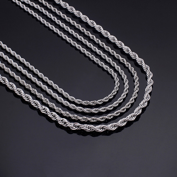 2.0/3.0/5.0mm Width Silver Twisted Wire Chain Necklace Stainless Steel Wholesale Chains Necklaces