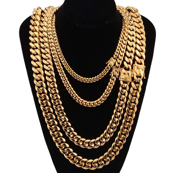 Hot Luxury 18K Gold Plated Necklaces 20 Styles Chains High Polished Miami Cuban Link Necklace Men Punk Curb Chain Fashion Necklaces