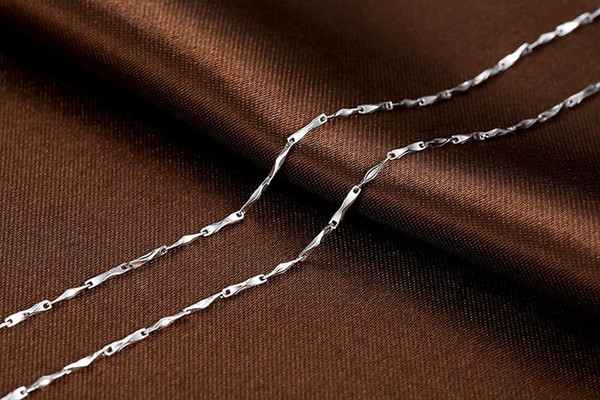 HOT 100% 925 Sterling Silver Chains Necklaces Fit For Pendant Charm For Women Men Luxury S925 Jewelry Gift CQA003 2PCS