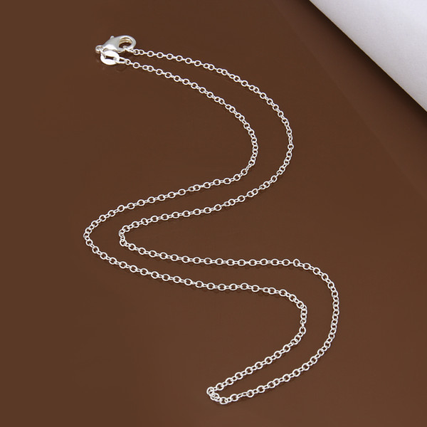 Big Promotion! wholesale 925 stamped silver plated necklace, silver fashion jewelry Rolo Chain 1mm Necklace 16 18 20 22 24 INCHE 20pcs