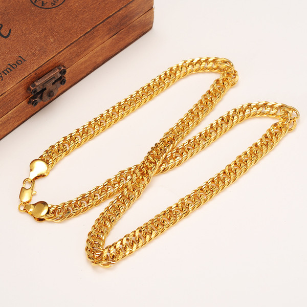 23.58 inches gold filled Chain For Men Necklace Vintage Gold big chunky Fashion Mens Necklace Cuban boys Link Chain Jewelry gift