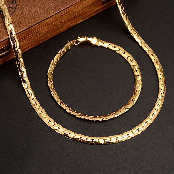 gold Color Necklace Men Jewelry Wholesale New Trendy Gold Snake Chain Necklace