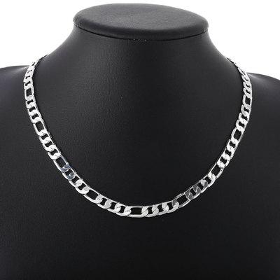 Wholesale Jewelry Flat Three interphase one square Silver Link Chain Male Fashion Charm 8mm Necklace Colar Masculino CHN018