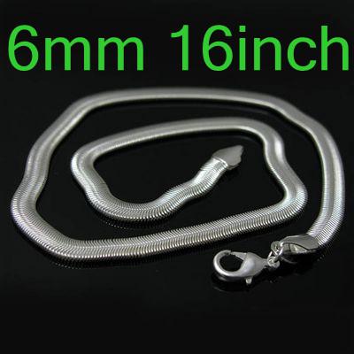 Fashion Jewelry 10pcs 925 Silver Oblate Flat Chains Necklaces , Fashion Snake Necklace Good Selling