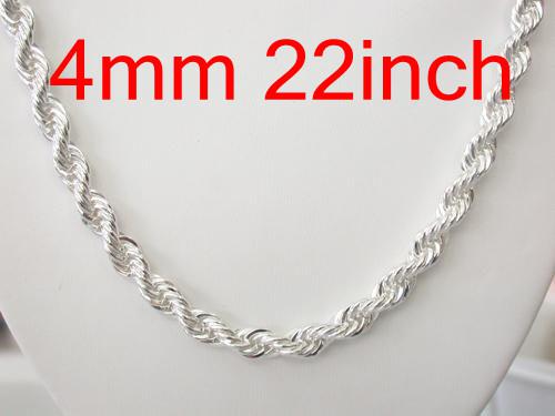 Bling Design 10pcs 925 Silver Men's Style Rope Chains Necklaces , Fashion Rope Necklace Good Selling