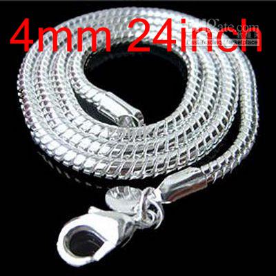 Wholesale 5pcs 925 Silver Men's Snake Chains Necklaces ,Fashion Smooth Chains Necklace Free Shipping