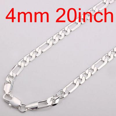 Best Concis 30pcs 925 Silver Man's Chains Necklaces , Jewelry Figaro Necklace Free Shipping NS002-2