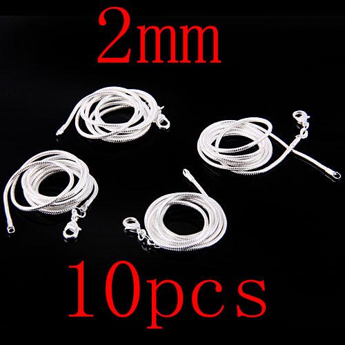 Good Price 10pcs 925 Silver Snake Chains Necklaces ,2mm 16inch~24inch Mixed Snake Necklaces /Chains