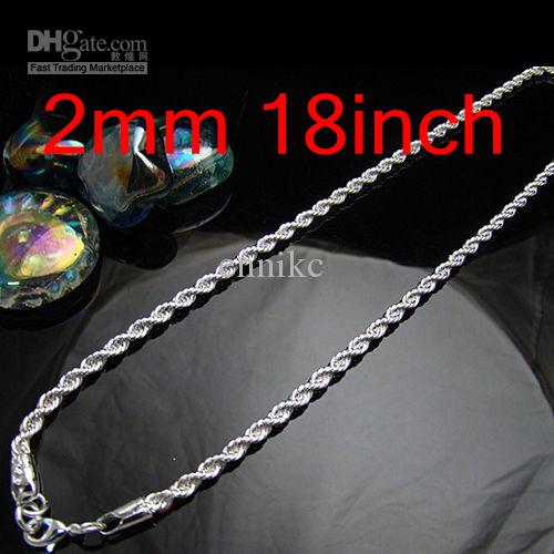 Sunshine 10pcs 925 Silver Chains Necklaces , New Fashion Jewelry Elegant 3mm 18inch Rope Chains Necklace Free Shipping