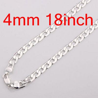 20pcs Vogue Man's Chains Necklaces , Fashion 925 Silver Jewelry Curb Figaro Necklace Free Shipping