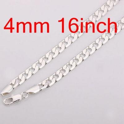 New Hot 20pcs Figaro Man's Chains Necklaces , Fashion 925 Silver Jewelry Curb Necklace Free Shipping