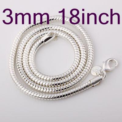 Wholesale 10pcs 925 Silver Snake Necklaces ,New Fashion Jewelry Smooth Chains Necklace Free Shipping