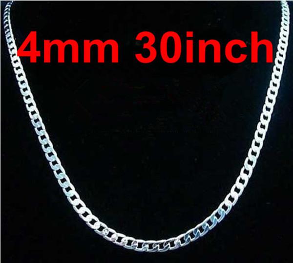 Fashion 925 Silver Necklace Figaro Chains Curb 4mm Men's Necklaces Free Shipping Mixed Size XMAS Gift