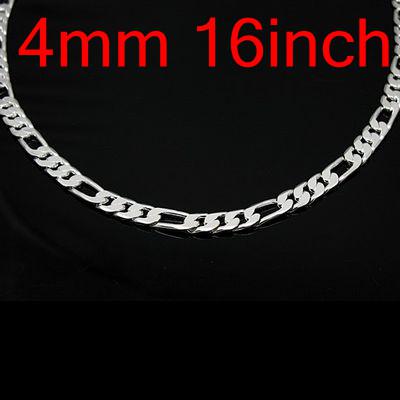 10pcs 925 Silver Figaro Man's Chains Necklaces , Fashion Jewelry Curb Necklace Free Shipping NS002