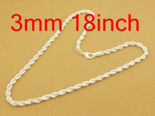 New Design 10pcs 925 Silver Men's Chains Necklaces , New Bling Fashion Rope Necklace Free Shipping