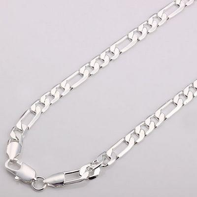 Wholesale 10pcs Man's Chains Necklaces , Fashion Design 925 Silver Figaro Necklace Free Shipping