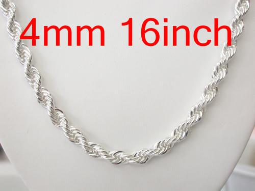 New Design 10pcs 925 Silver Men's Style Rope Chains Necklaces , Hot Bling Rope Necklace Good Selling