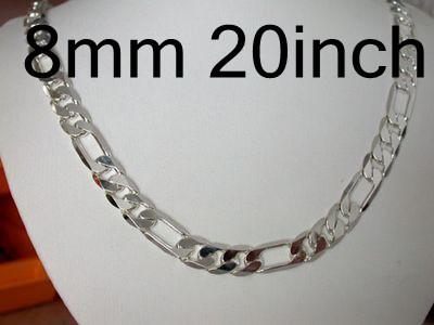 Wholesale 10pcs 925 Silver Man's Chains Necklaces , Fashion Jewelry Figaro Necklace Free Shipping