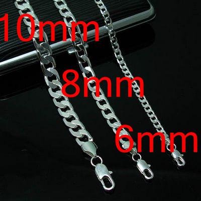 Mixed Order 5pcs of Each Size Chains Men's Necklaces , 925 Silver Curb Figaro Necklace Good Selling