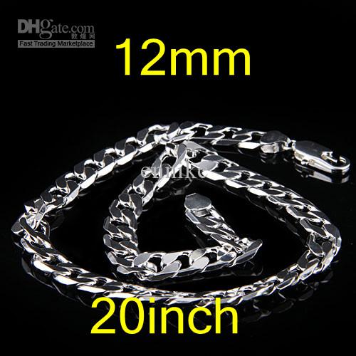 Best Concise 10pcs 925 Silver Fashion Man's Necklaces , Hot Sale Jewelry Curb Necklace Free Shipping