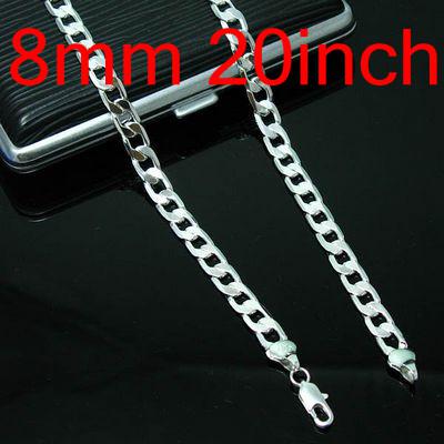 Wholesale 10PCS Man's Chains Necklaces ,Vogue 925 Silver Jewelry Curb Figaro Necklace Good Selling