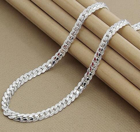 New Arrivals Women 5MM Full Sideways Silver Necklace 925 Sterling Silver Fashion Jewelry Women Men Link Chain Necklace