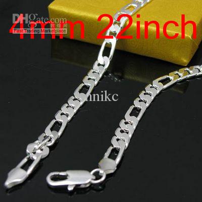 Best Design 40pcs 925 Silver Man's Chains Necklaces , Jewelry Figaro Necklace Free Shipping NS002-3