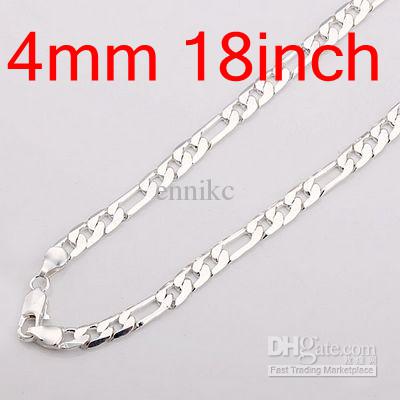 20pcs 925 Silver Man's Chains Necklaces , Top Sale Jewelry Figaro Necklace Free Shipping NS002-1