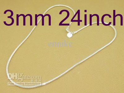 Hot Sale 50pcs 925 Silver Snake Necklaces ,New Design Fashion Smooth Chains Necklace Free Shipping