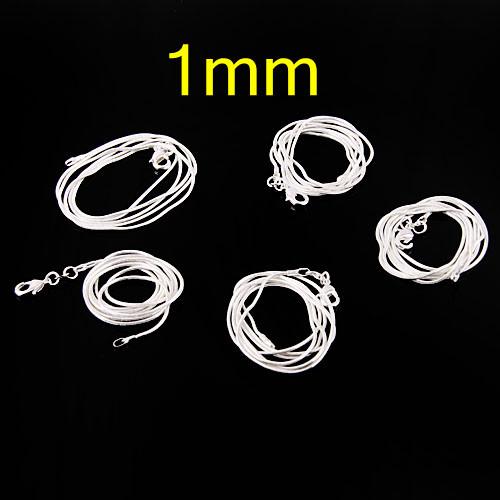 Wholesale 925 Silver Smooth Chains Necklaces ,16inch~24inch Mixed Size Snake Necklaces/Chains 200pcs