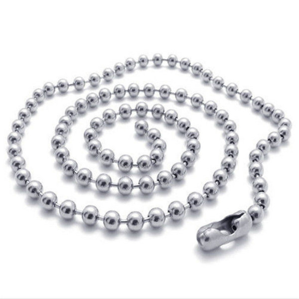 2.4MM Stainless Steel Chains Necklaces Jewelry Silver Plated Chains 925 Silver Beads Necklace Fashion Jewellery