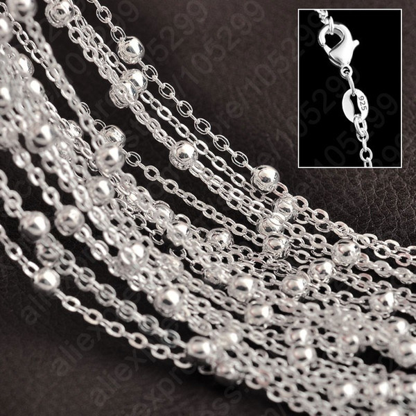 20pcs 16-30inches Fashion jewelry Necklace Wholesale lots 925 Sterling silver Jewellery 1mm Ball Beads Chain Necklace