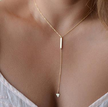 Fashion Jewelry Simple Sliver Gold color Chain Necklace lariat Charm Bar Necklaces&Pendants For women gift