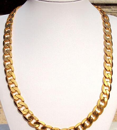 Wholesale - Heavy COOL 24K real Yellow GOLD Layered LINK MENS Chain 12mm WIDE NECKLACE 23.5 100% real gold, not solid not money